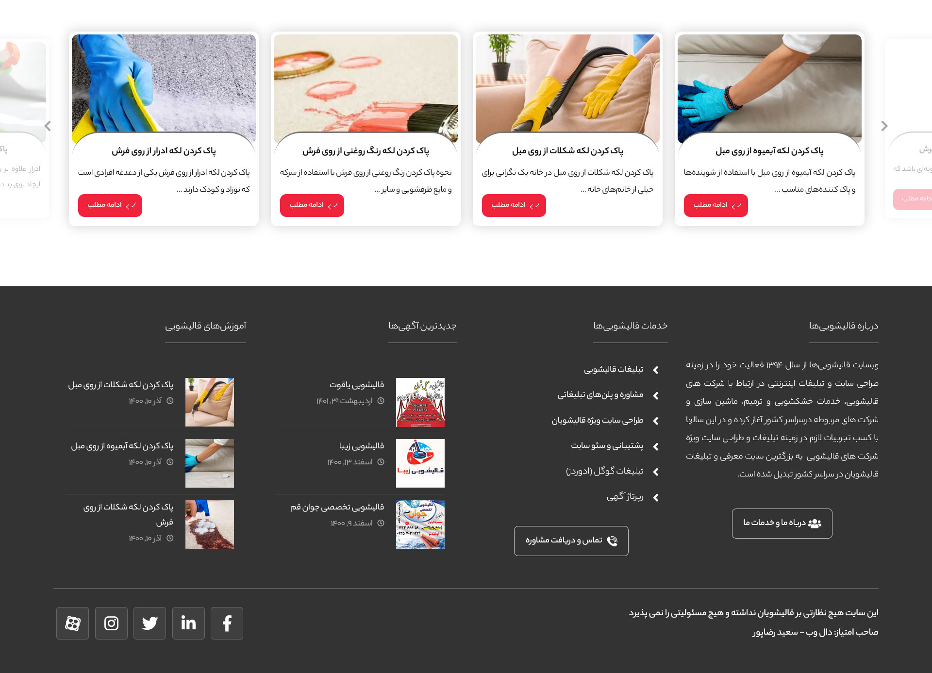 طراحی سایت قالیشویی‌ ها